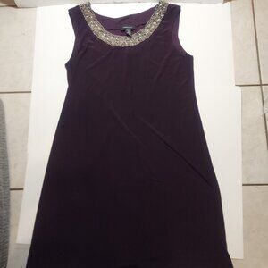 Beaded Neckline Sleeveless Purple Dress Size 14